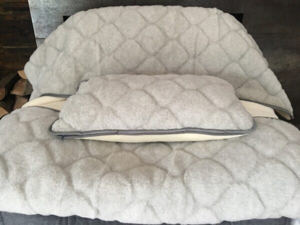 15 Pościel z wełny Alpaki Silver Caro Kaszmir Gładki 140x200 + Materac wełniany