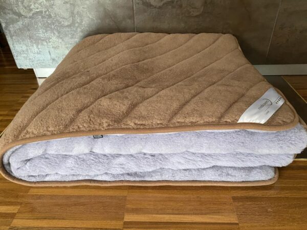 Kołdra z wełny Alpaki Alpina Pasy Camel Ciemny Pasy 160x200