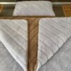Pościel z wełny Alpaki Silver Pasy Camel Ciemny Pasy 140x200 + Materac wełniany
