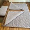 Pościel z wełny Alpaki Silver Pasy Camel Ciemny Pasy 140x200 + Materac wełniany