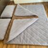Pościel z wełny Alpaki Silver Pasy Camel Ciemny Pasy 160x200 + Materac wełniany