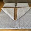 Pościel z wełny Alpaki Silver Pasy Camel Ciemny Pasy 160x200 + Materac wełniany