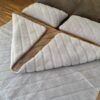 Pościel z wełny Alpaki Silver Pasy Camel Ciemny Pasy 160x200 + Materac wełniany