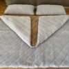 Pościel z wełny Alpaki Silver Pasy Camel Ciemny Pasy 160x200 + Materac wełniany