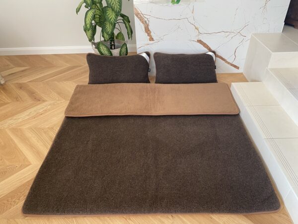 Posciel_Merynos_Dziki_Braz_Camel_Ciemny_160x200_40 Pościel z wełny Merynos Syberia Dziki Brąz + Camel Ciemny 180x200 + Podkład wełniany