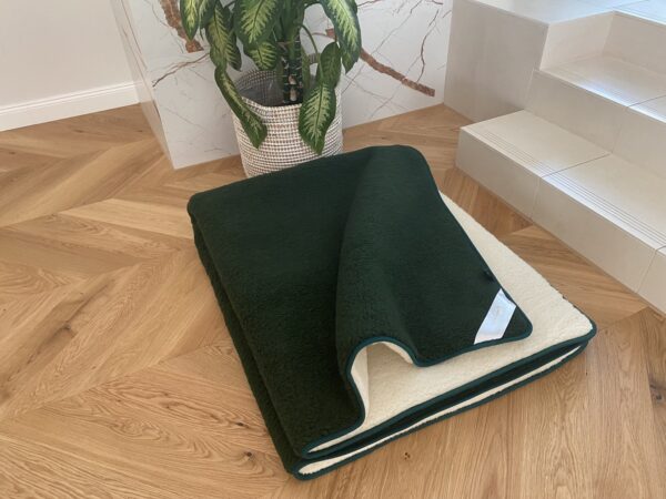 Kołdra z wełny Merynos Tumbler Mocna Zieleń + Tumbler Biały 160x200