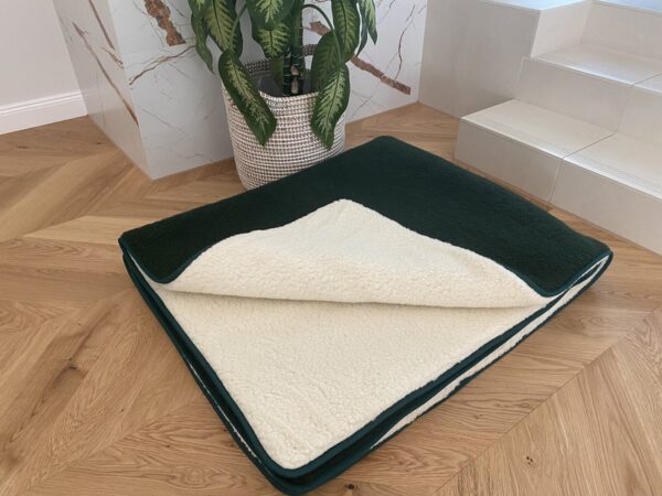 Kołdra z wełny Merynos Tumbler Mocna Zieleń + Tumbler Biały 160x200