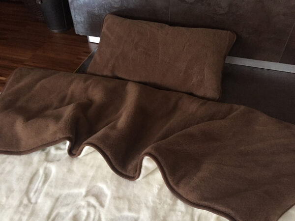 13 Pościel z wełny Camel Ciemny + Kaszmir Róża 140x200 + Materac wełniany