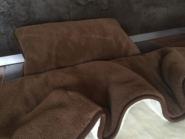 14 Pościel z wełny Camel Ciemny + Kaszmir Róża 140x200 + Materac wełniany
