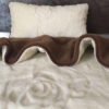 15 Pościel z wełny Camel Ciemny + Kaszmir Róża 140x200 + Materac wełniany