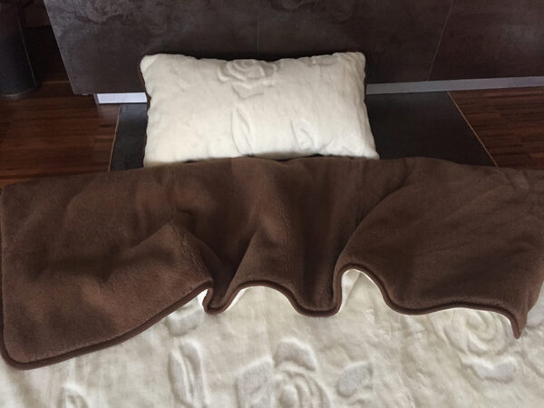 6 Pościel z wełny Camel Ciemny + Kaszmir Róża 140x200 + Materac wełniany