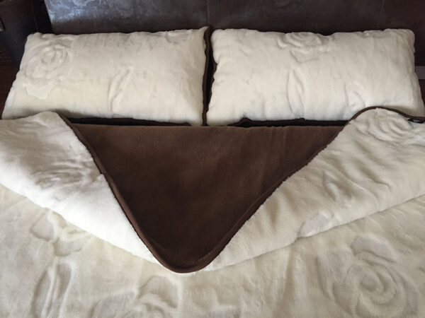 8 Pościel z wełny Camel Ciemny + Kaszmir Róża 220x200