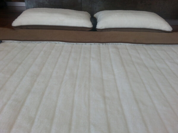 Pościel z wełny Camel Ciemny + Kaszmir Pasy 160x200