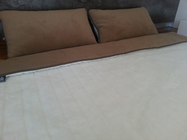 Pościel z wełny Camel Ciemny + Kaszmir Pasy 160x200