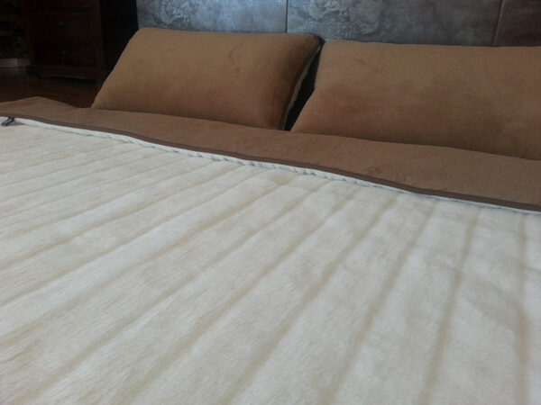 Pościel z wełny Camel Ciemny + Kaszmir Pasy 160x200