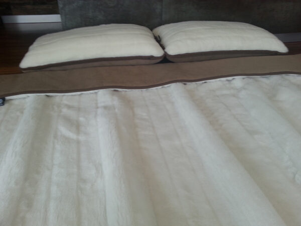 Pościel z wełny Camel Ciemny + Kaszmir Pasy 160x200