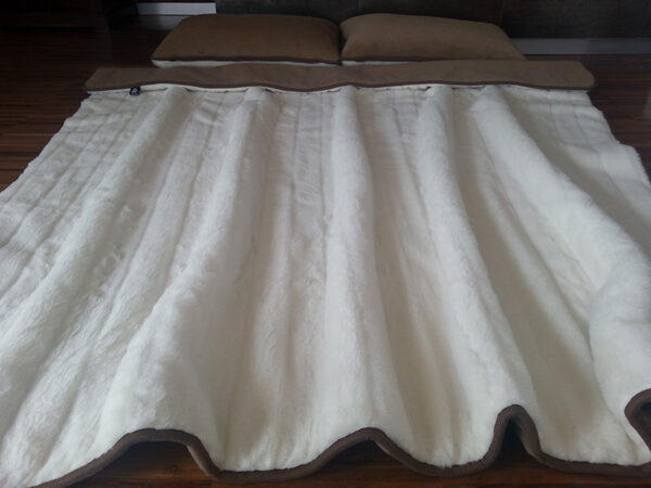 Pościel z wełny Camel Ciemny + Kaszmir Pasy 160x200