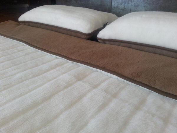 Pościel z wełny Camel Ciemny + Kaszmir Pasy 160x200