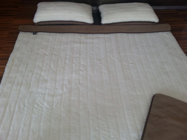 Pościel z wełny Camel Ciemny + Kaszmir Pasy 160x200