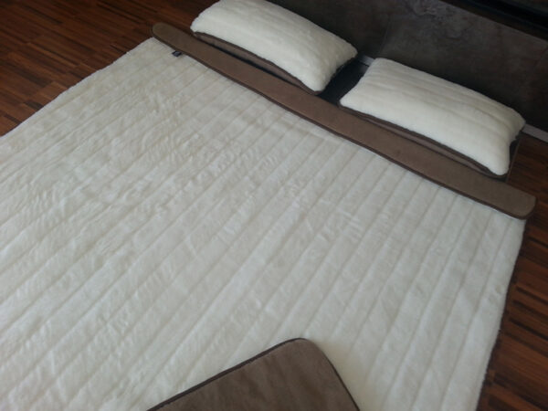 Pościel z wełny Camel Ciemny + Kaszmir Pasy 160x200
