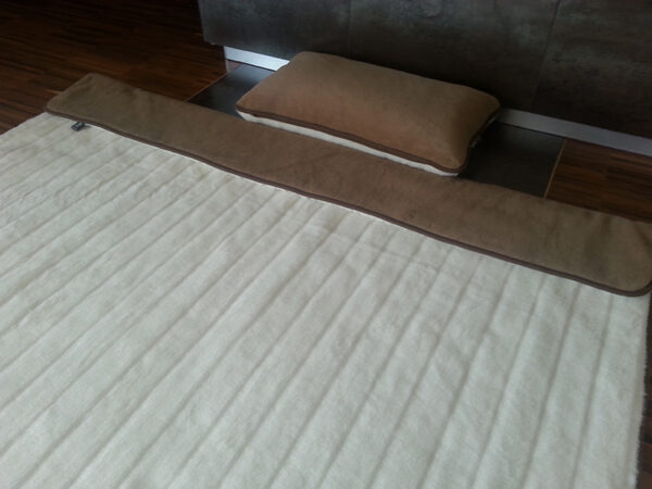 poj22 Pościel z wełny Camel Ciemny + Kaszmir Pasy 140x200 + Podkład wełniany