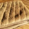 Koc wełniany Camel z wełny wielbłądziej CIEMNY PASY 140x200