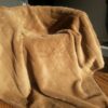 Koc wełniany Camel z wełny wielbłądziej CIEMNY PASY 140x200
