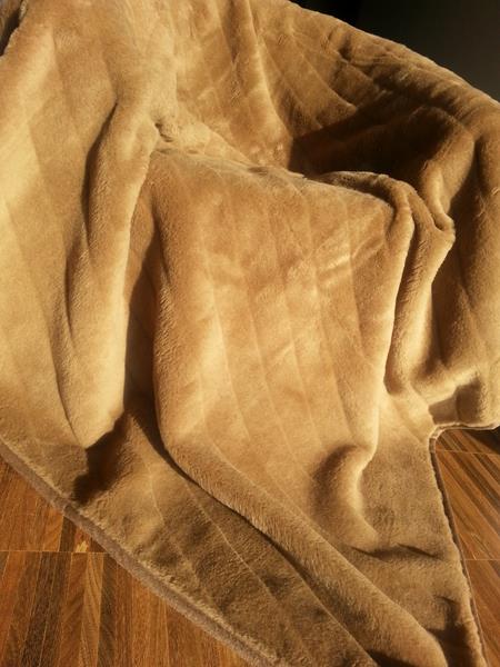 Koc wełniany Camel z wełny wielbłądziej CIEMNY PASY 140x200