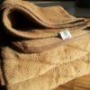 Koc wełniany Camel z wełny wielbłądziej CIEMNY PASY 140x200