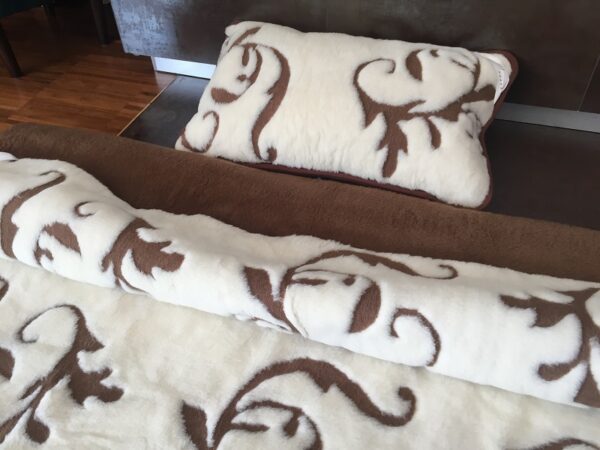 26 Pościel z wełny Camel Ciemny + Kaszmir Szlachecki 140x200 + Materac wełniany