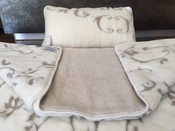 21 Pościel z wełny Camel Jasny + Kaszmir Szlachecki 140x200 + Podkład wełniany