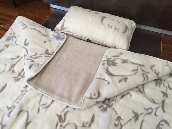 6 Pościel z wełny Camel Jasny + Kaszmir Szlachecki 140x200 + Podkład wełniany