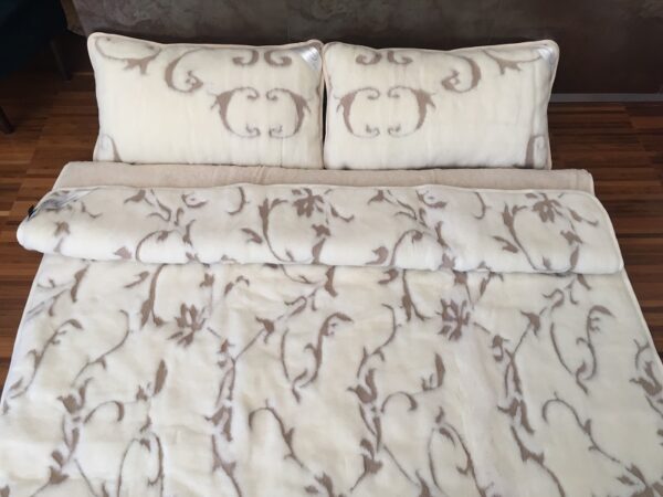 14 Pościel z wełny Camel Jasny + Kaszmir Szlachecki 160x200 + Materac wełniany